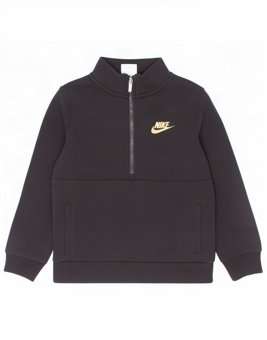 Moletom Nike Boys com zíper e gola 6-7 anos grande algodão preto