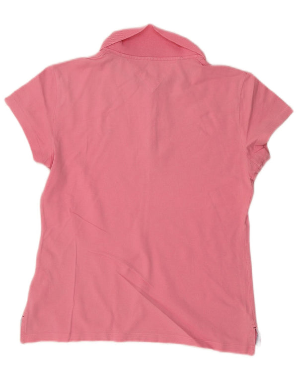 Tommy Hilfiger Womens Slim Fit Polo Shirt UK 14 Large Pink Cotton