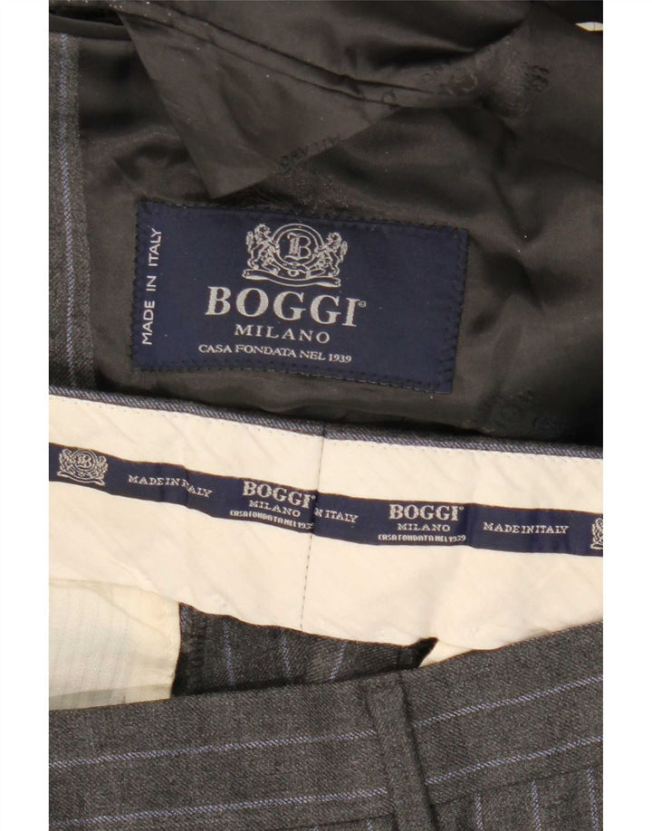 Boggi terno masculino com 2 botões IT 48 médio W31 L32 cinza risca de giz lã