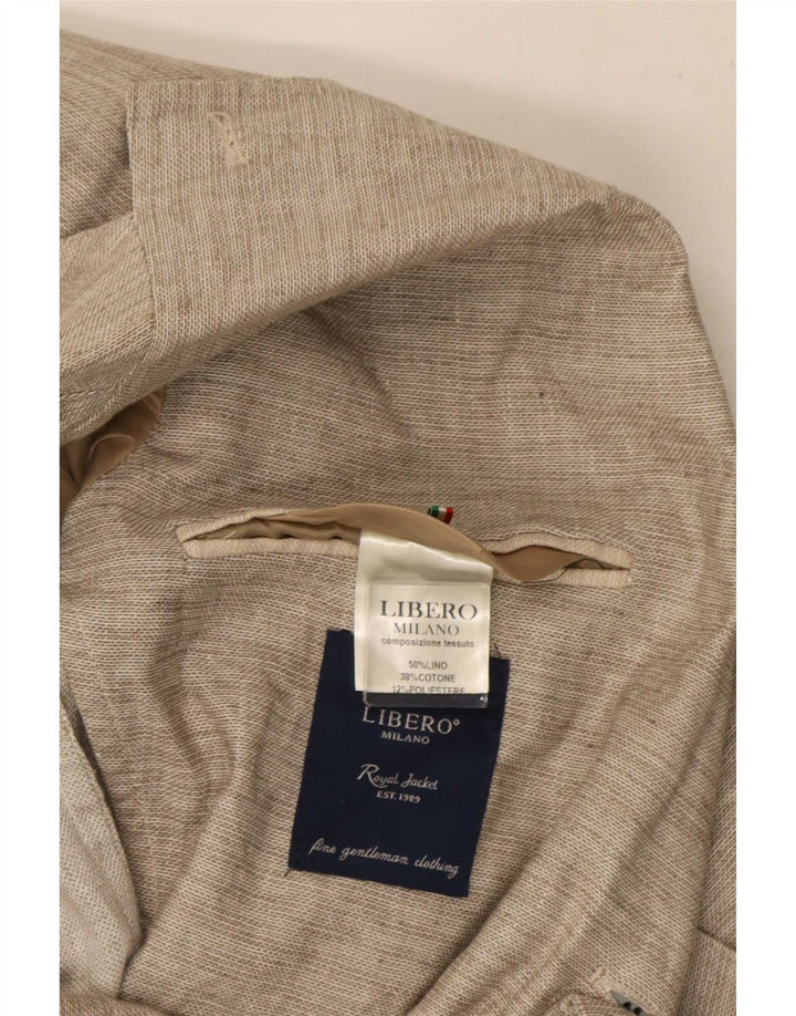 Jaqueta blazer masculina Libero com 2 botões IT 48 linho bege médio