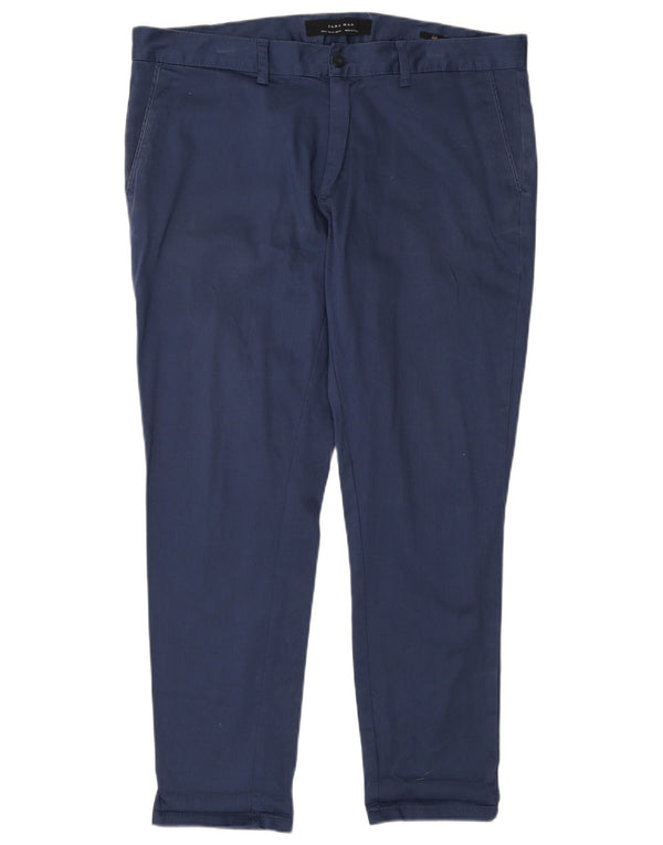 Zara Mens Slim Chino Calças EU 46 XL W36 L28 Azul Marinho