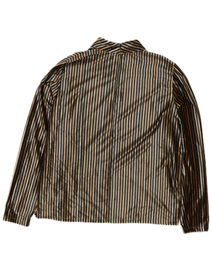 Blusa feminina de veludo Zara Top UK 14 médio listrado multicolorido