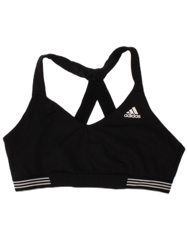 Adidas Womens Sport Bra Top UK 16/18 Grande Preto Listrado Poliéster Esportes