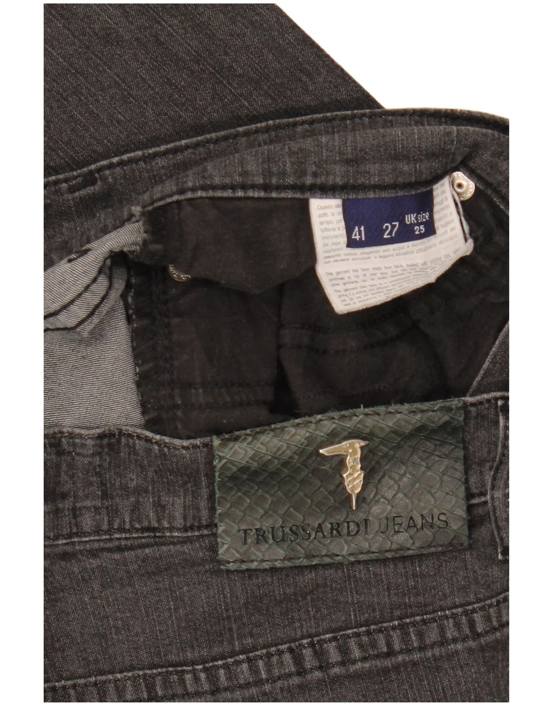 Jeans retos femininos TRUSSARDI W25 L29 algodão preto