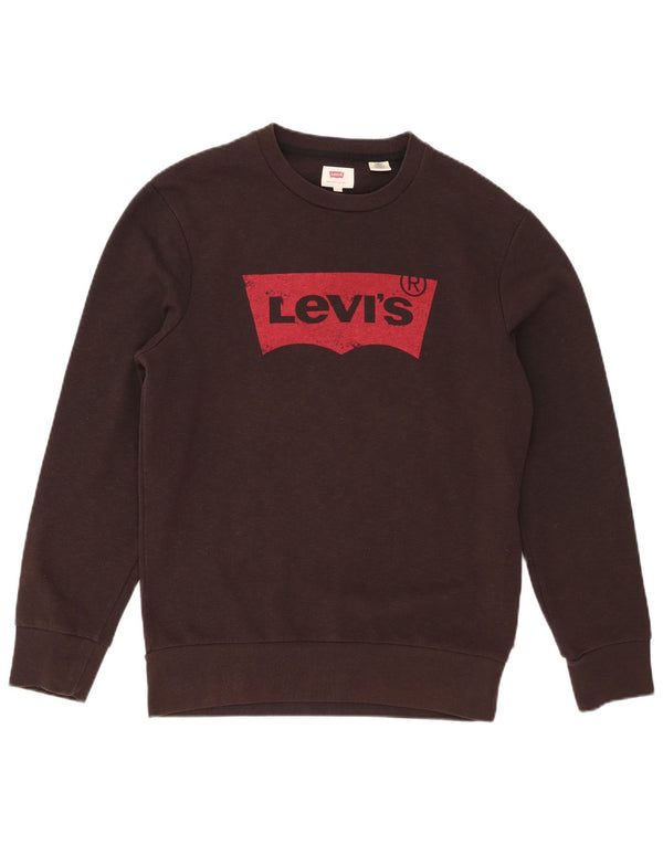 Moletom gráfico masculino Levi's Jumper pequeno de algodão marrom