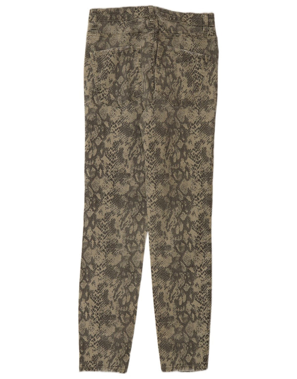 Zara Jeans Slim Feminino EU 40 Médio W30 L28 Cáqui Animal Print