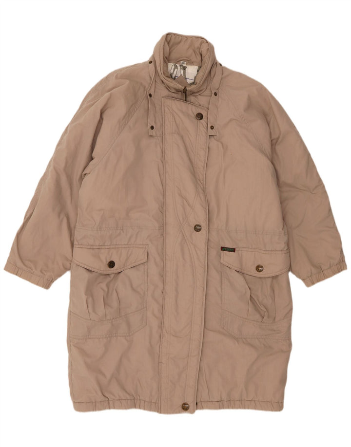 Casaco acolchoado superdimensionado feminino vintage EU 38 poliéster bege médio