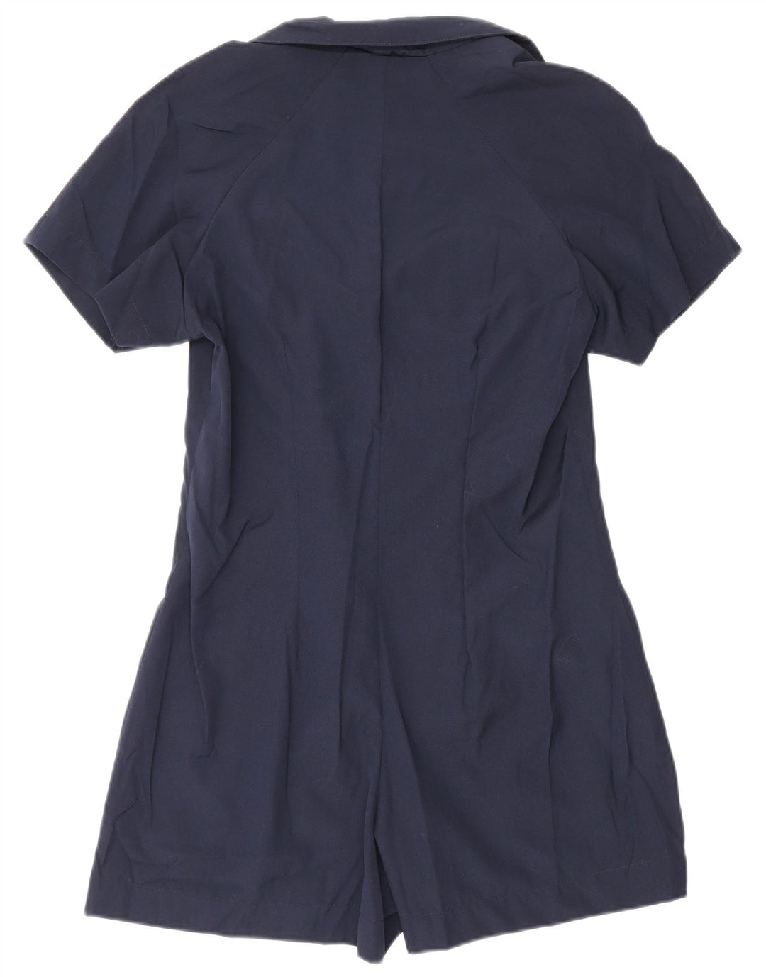 Macacão feminino vintage de manga curta UK 12 poliéster azul marinho médio