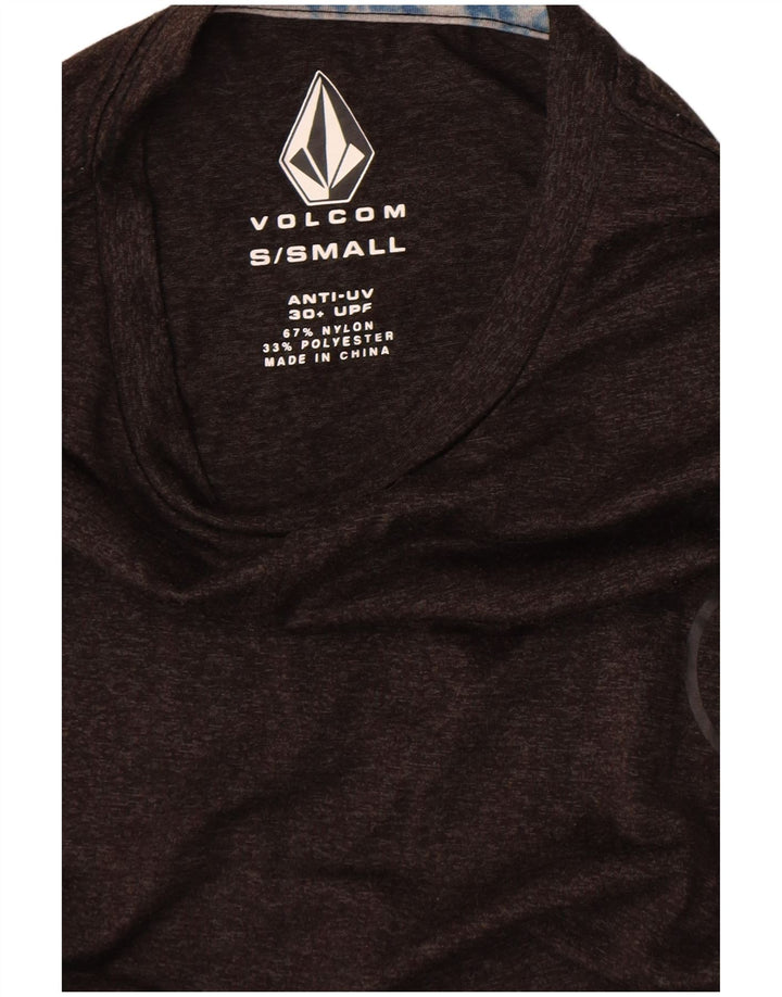 Camiseta masculina Volcom pequena cinza manchada de nylon