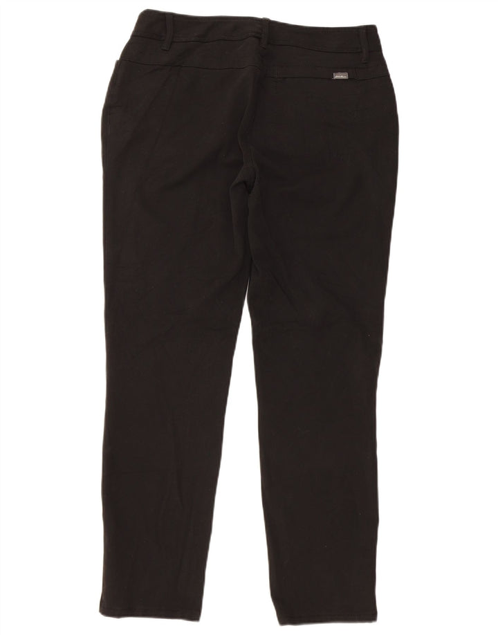 Calça feminina casual EDDIE BAUER US 4 pequena W28 L27 poliéster preto