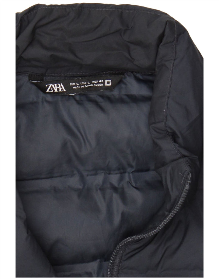 Jaqueta acolchoada masculina ZARA UK 40 grande azul marinho