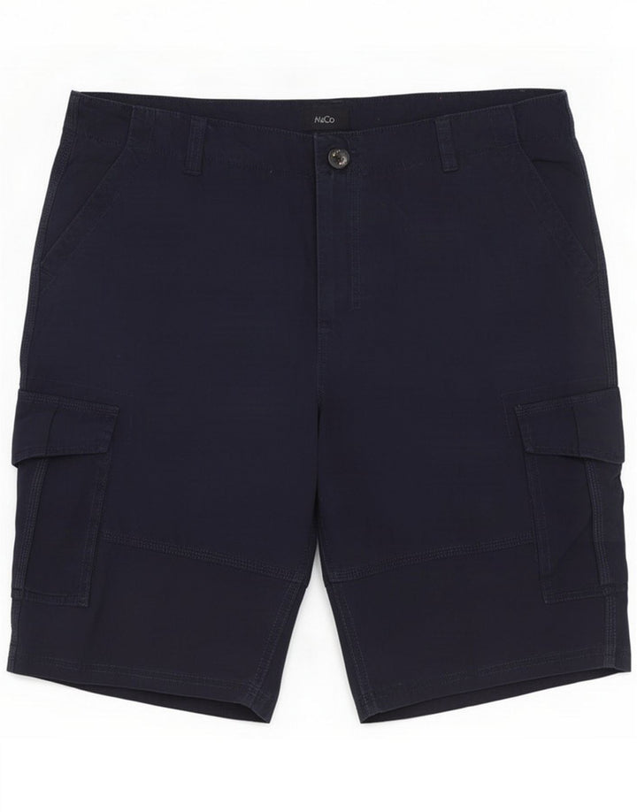 M&Co Shorts cargo masculino grande W36 algodão azul marinho
