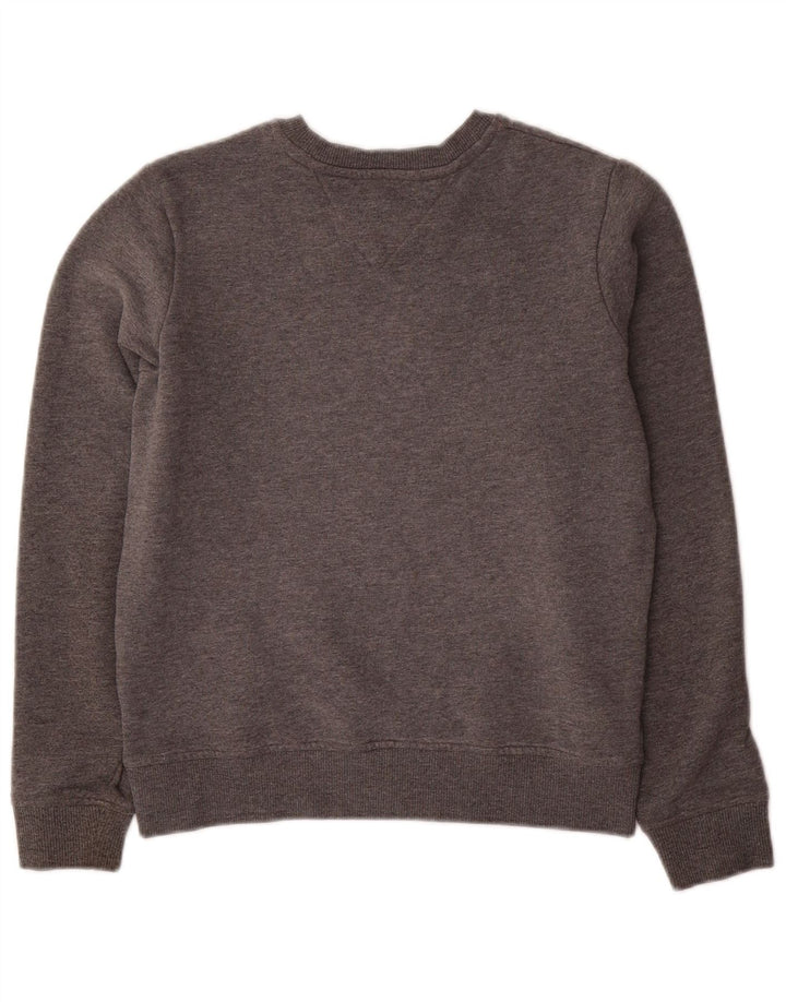 TOMMY HILFIGER Suéter gráfico oversized feminino UK 6 XS cinza