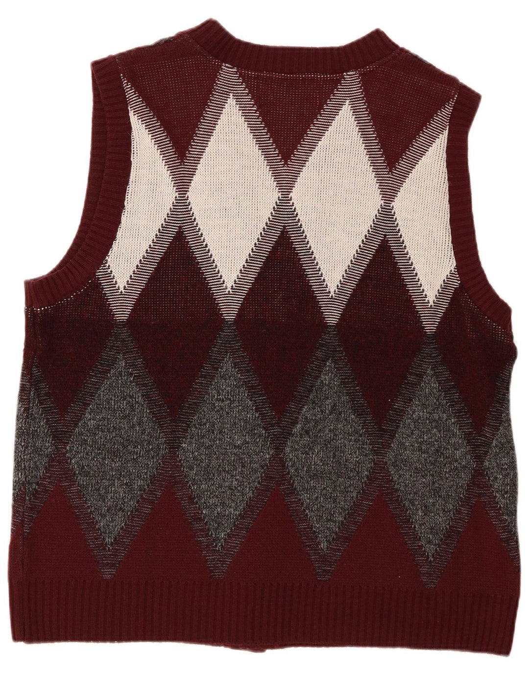 Suéter cardigã masculino vintage grande Borgonha Argyle/Diamante