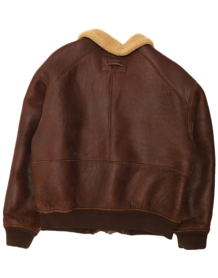 Jaqueta masculina vintage Bomber Shearling UK 42 XL marrom