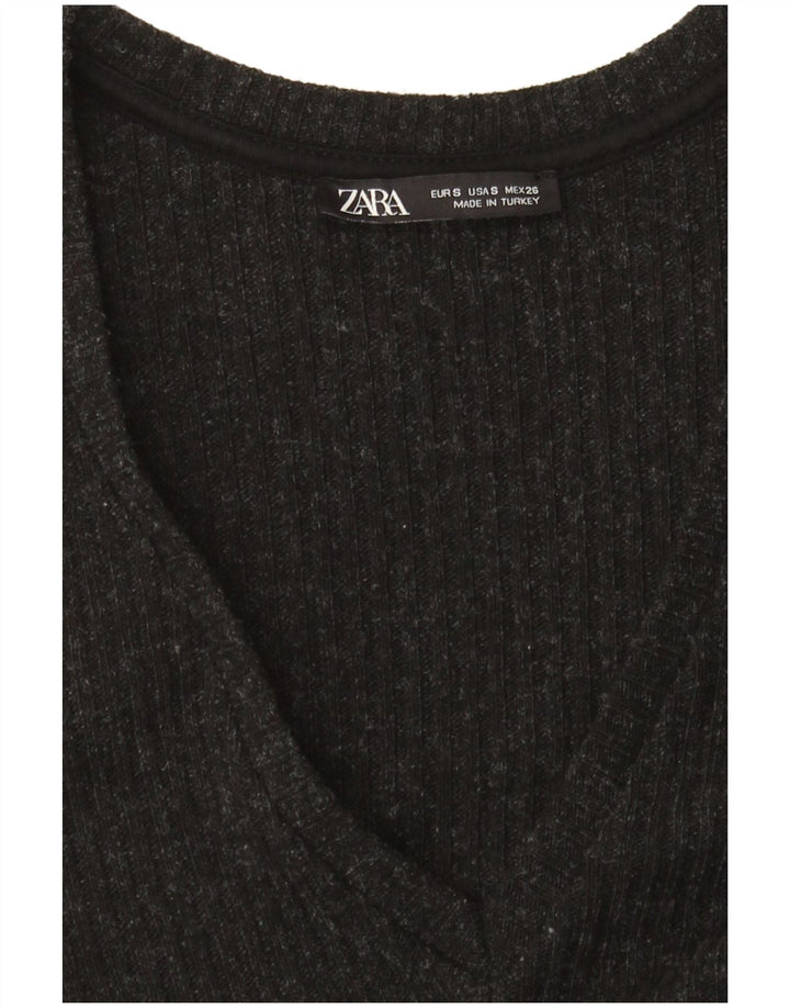 Vestido jumper feminino Zara de manga comprida Reino Unido 10 pequeno preto