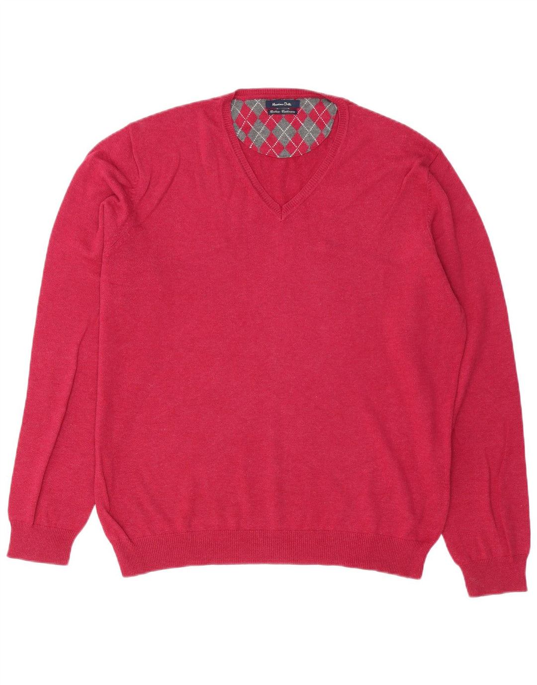 Suéter masculino Massimo Dutti com decote em V grande algodão rosa