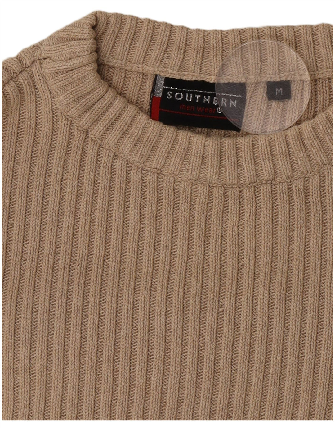 Suéter masculino Southern Graphic com gola redonda e bloco colorido bege médio