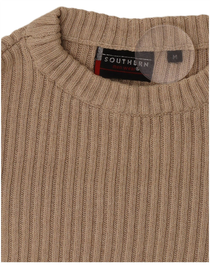 Suéter masculino Southern Graphic com gola redonda e bloco colorido bege médio