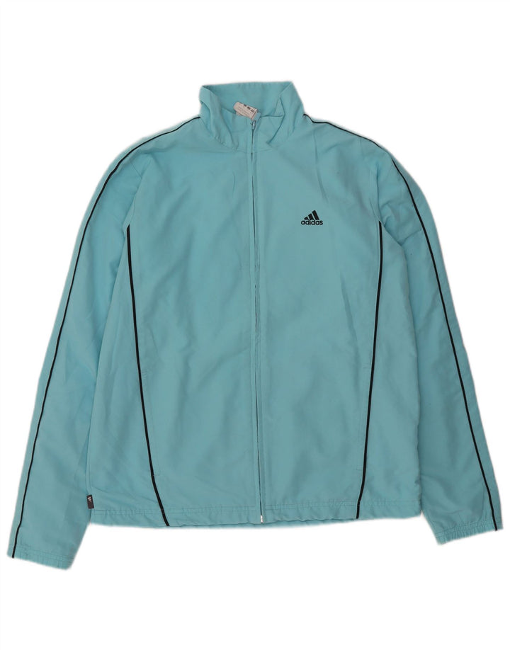 Adidas Womens Tracksuit Top Jacket UK 14 Grande Azul Poliéster