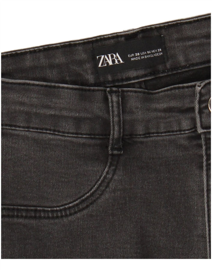 Zara Jeans feminino cortado desgastado UE 38 pequeno W28 L25 cinza