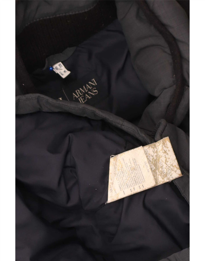 Casaco acolchoado com capuz masculino Armani UK 38 poliamida cinza médio