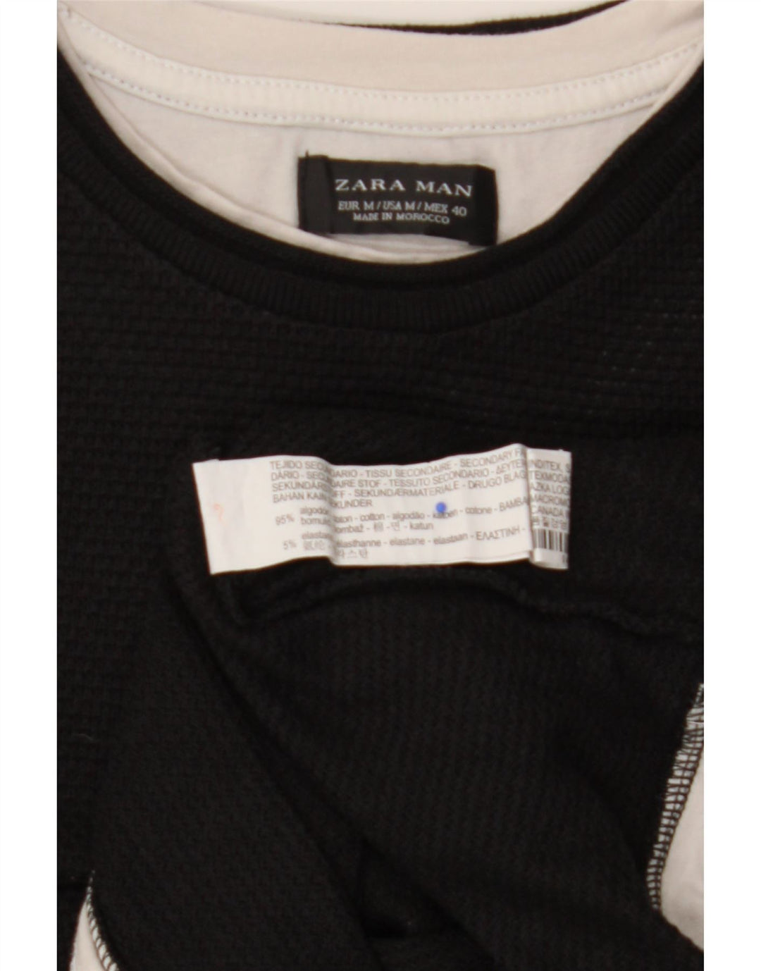 Camiseta masculina ZARA Top médio algodão preto