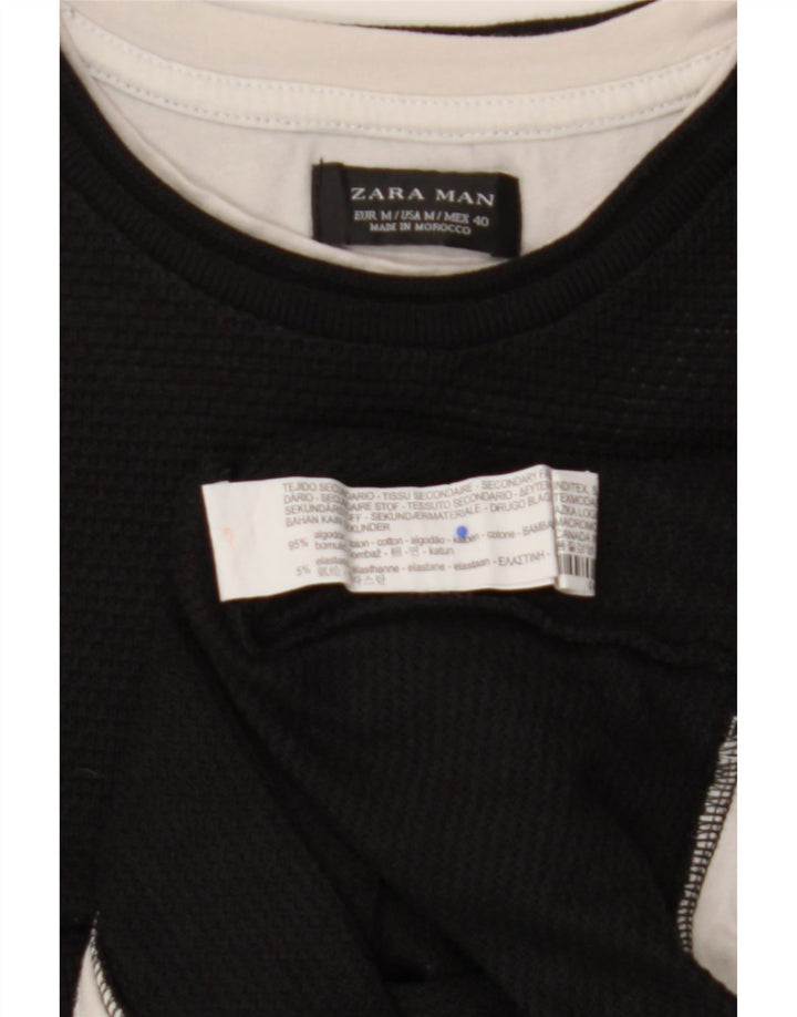 Camiseta masculina ZARA Top médio algodão preto