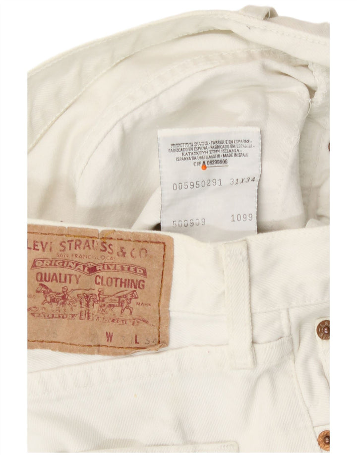 Jeans retos femininos Levi's W31 L27 algodão branco