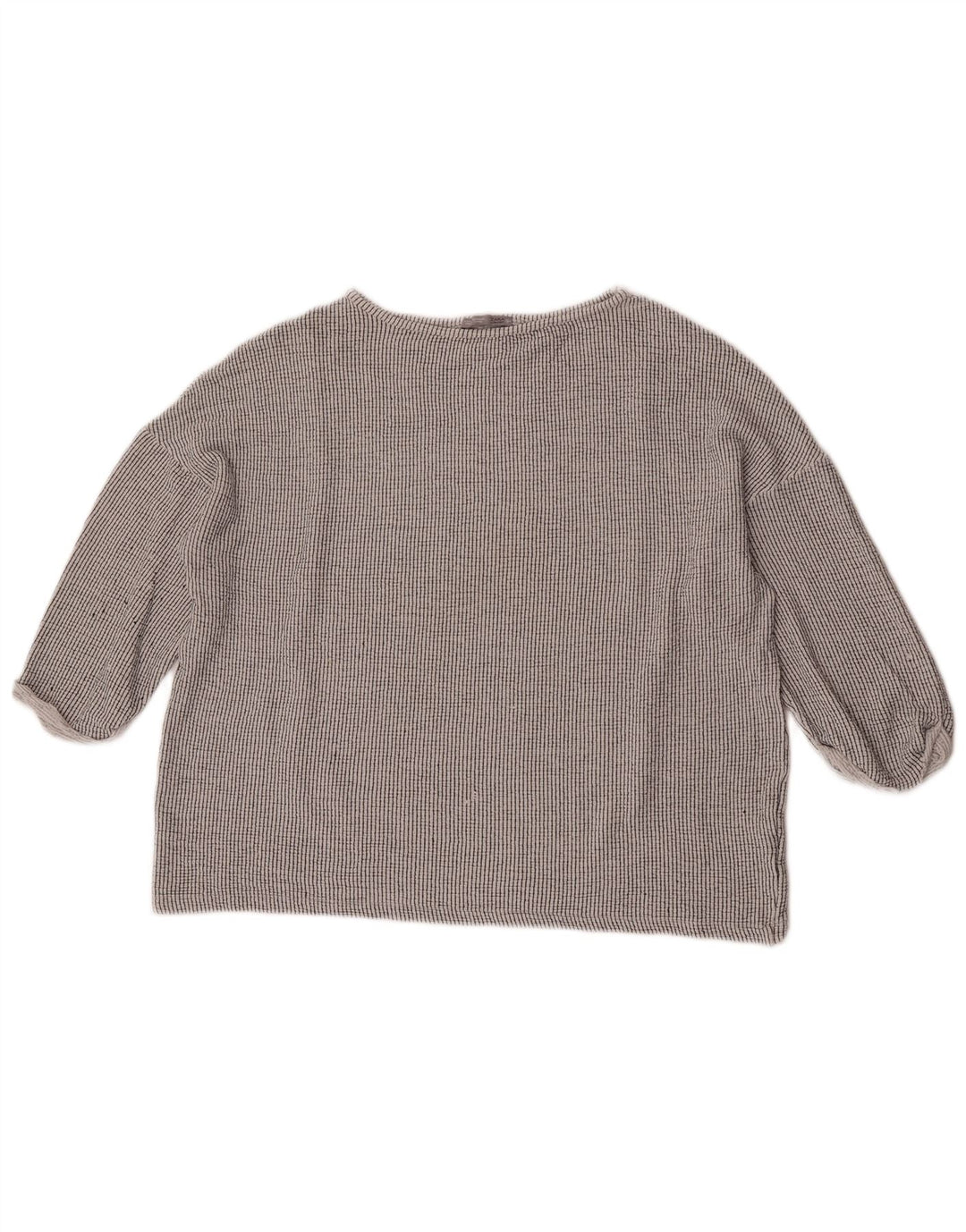 Blusa feminina Zara manga 3/4 oversized UK 14 listrado cinza médio