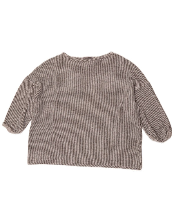 Blusa feminina Zara manga 3/4 oversized UK 14 listrado cinza médio