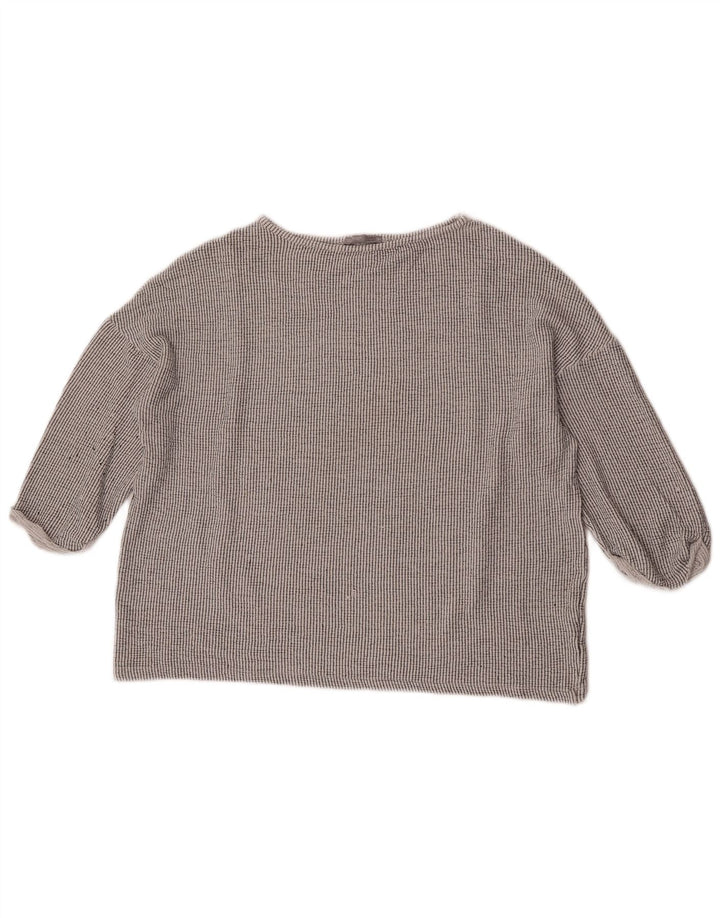 Blusa feminina Zara manga 3/4 oversized UK 14 listrado cinza médio