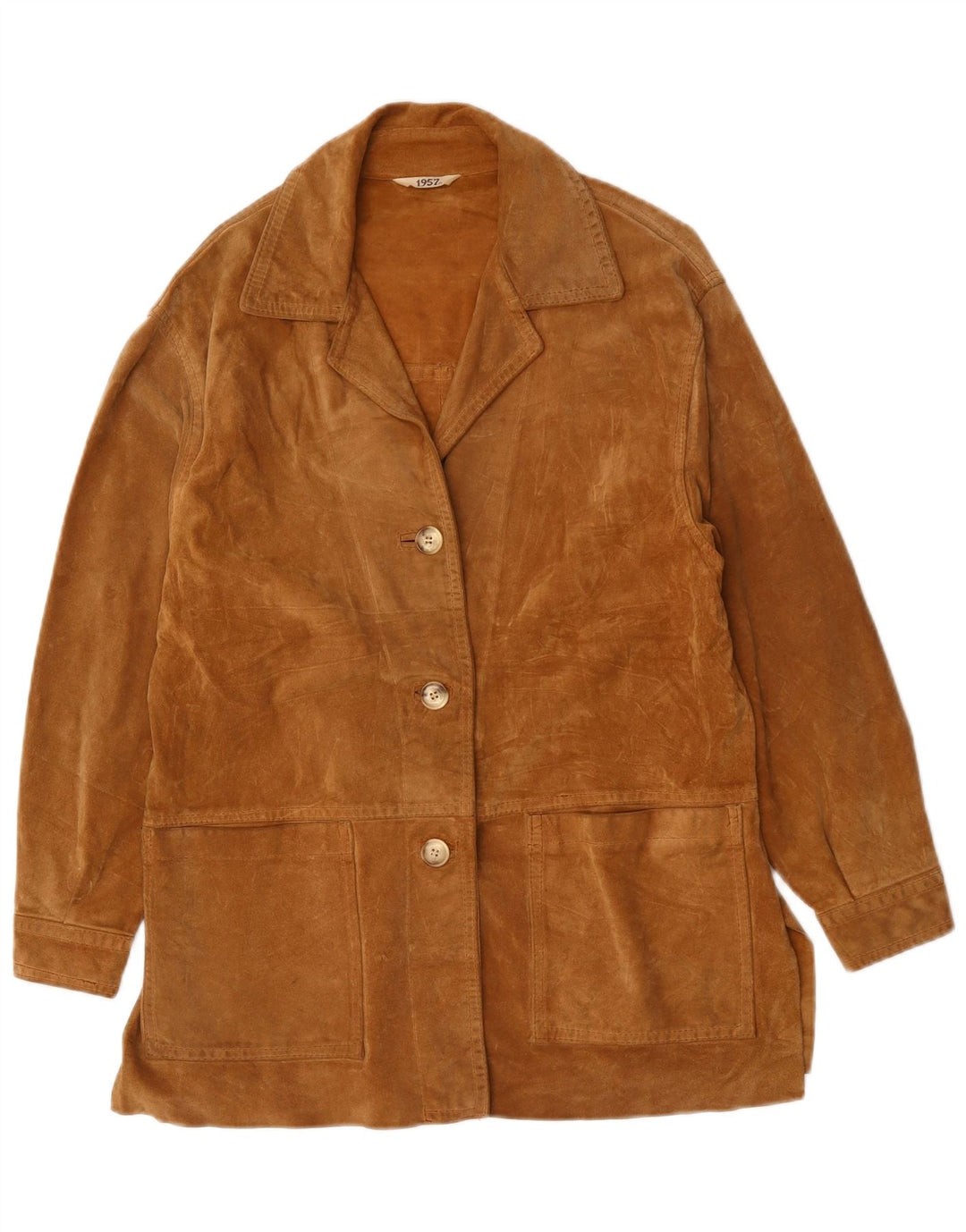 Jaqueta de camurça feminina VINTAGE UK 14 grande marrom