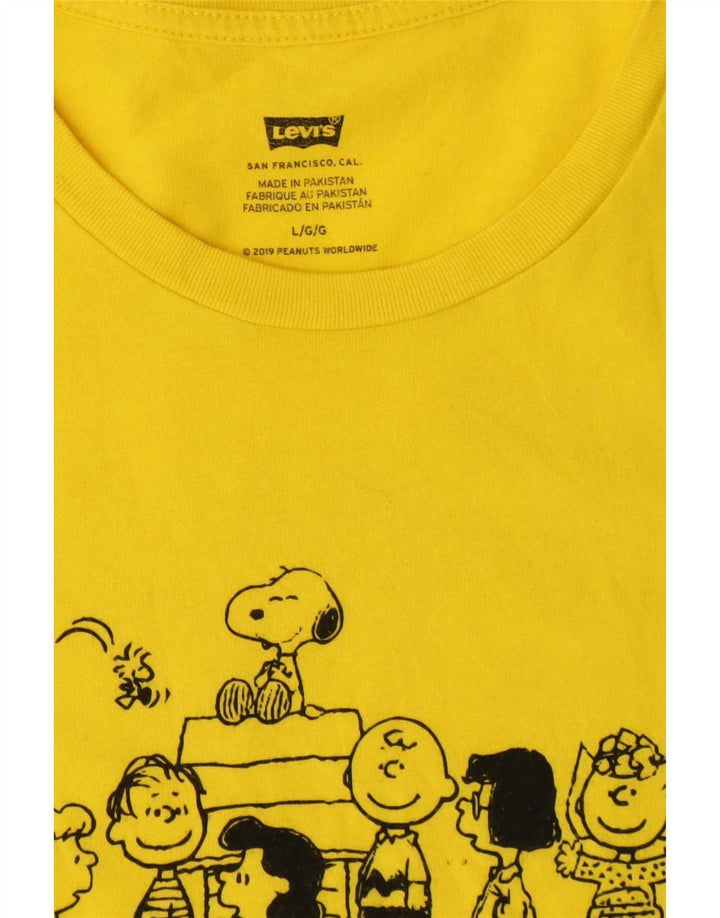 Camiseta masculina Levi's Peanuts Graphic Top grande de algodão amarelo
