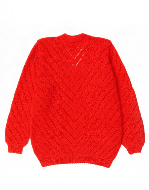 Suéter feminino vintage com amarração frontal e decote em V Reino Unido 10 pequeno vermelho
