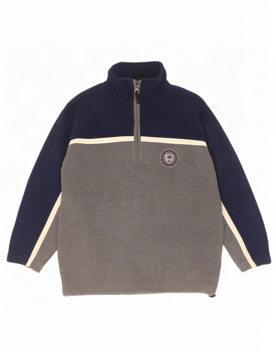 Campagnolo Suéter masculino de lã com zíper e gola em poliéster cinza médio