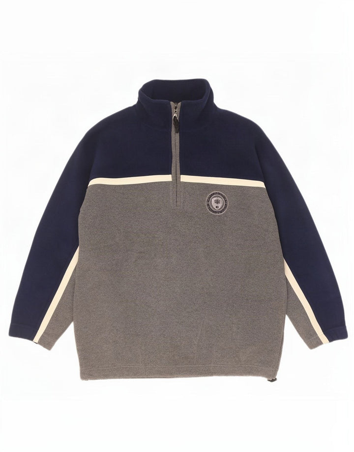 Campagnolo Suéter masculino de lã com zíper e gola em poliéster cinza médio