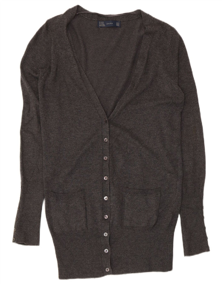 Suéter cardigã feminino Zara Reino Unido 12 rayon cinza médio