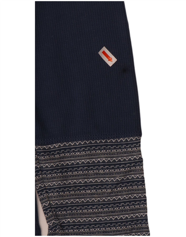 EDDIE BAUER Top feminino manga comprida Reino Unido 16 grande algodão listrado azul marinho