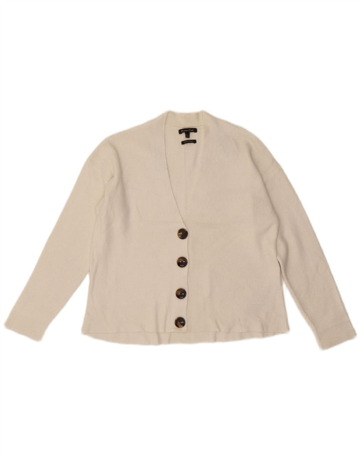 Suéter cardigan feminino Massimo Dutti UK 10 pequeno viscose branca