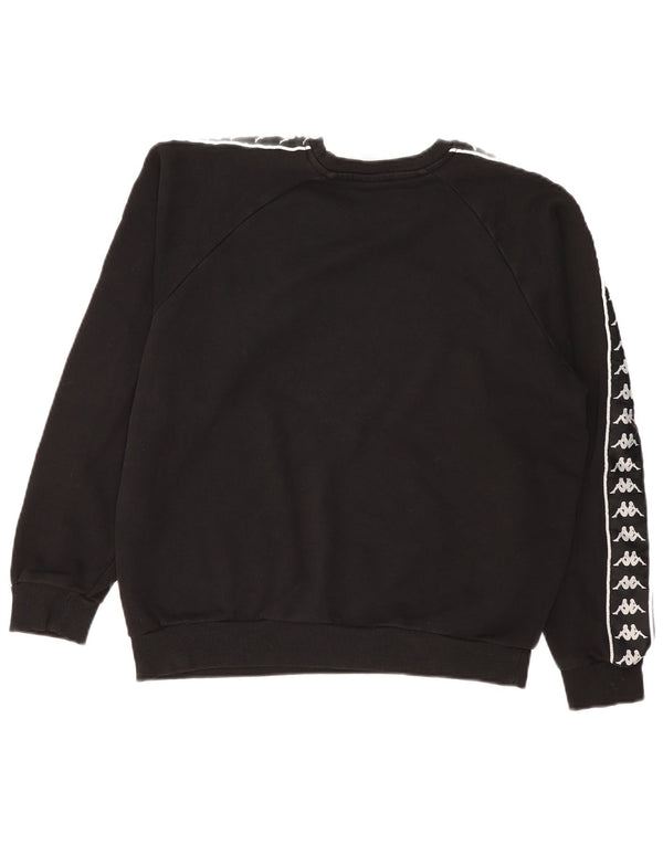 Kappa Mens Graphic Loose Fit Moletom Jumper Pequeno Algodão Preto