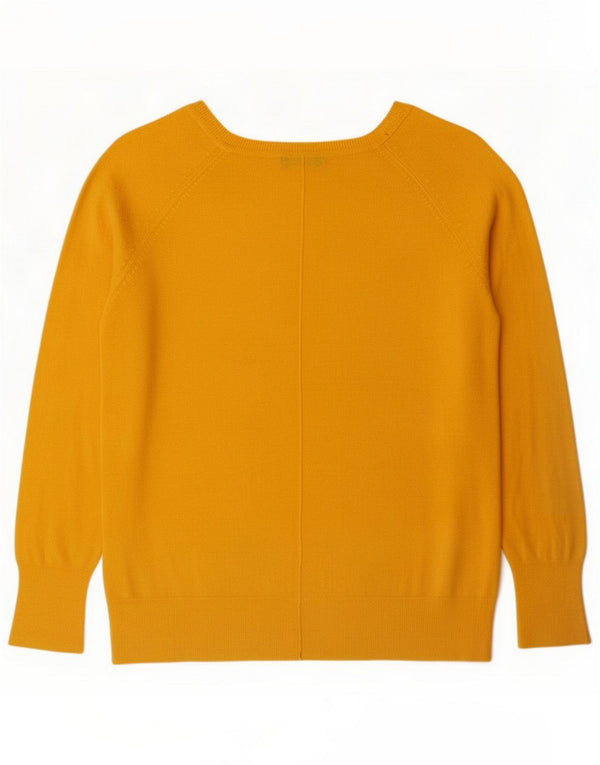 Suéter feminino Zara com gola canoa Reino Unido 16 grande viscose amarela
