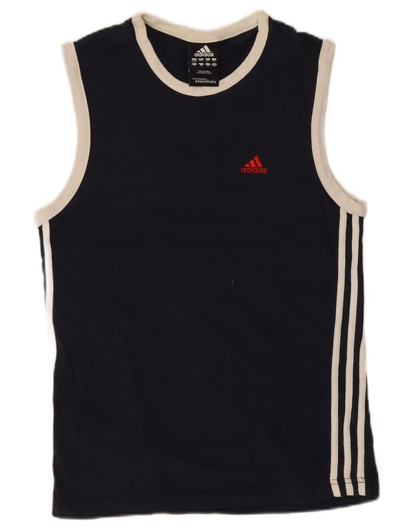 Adidas Mens Vest Top UK 34/36 Pequeno Algodão Azul Marinho