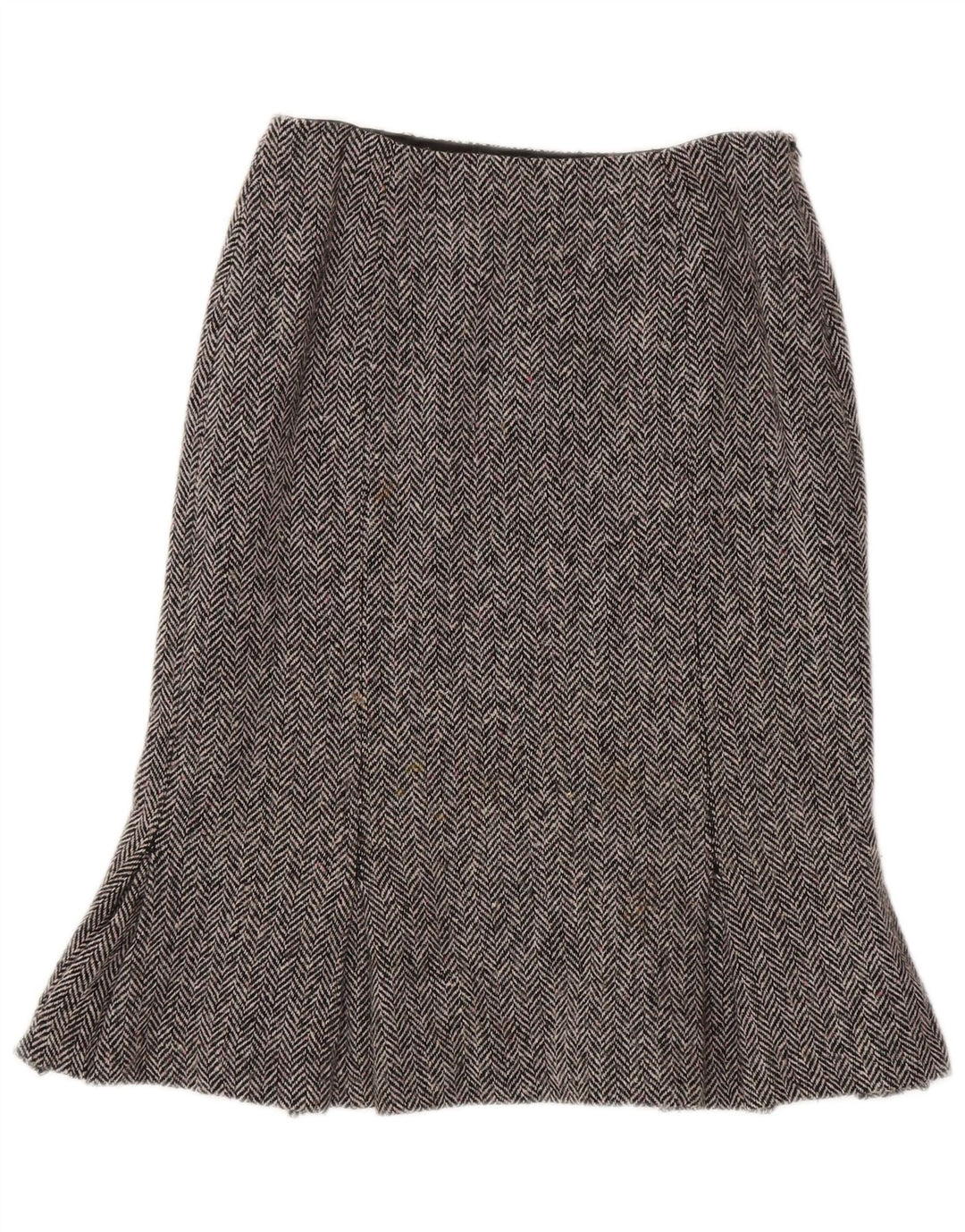 Saia peplum feminina Hobbs Reino Unido 10 pequena W26 lã espinha de peixe cinza