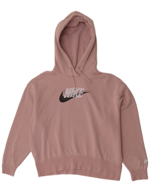 Jumper com capuz Nike feminino gráfico oversized UK 14 algodão rosa médio