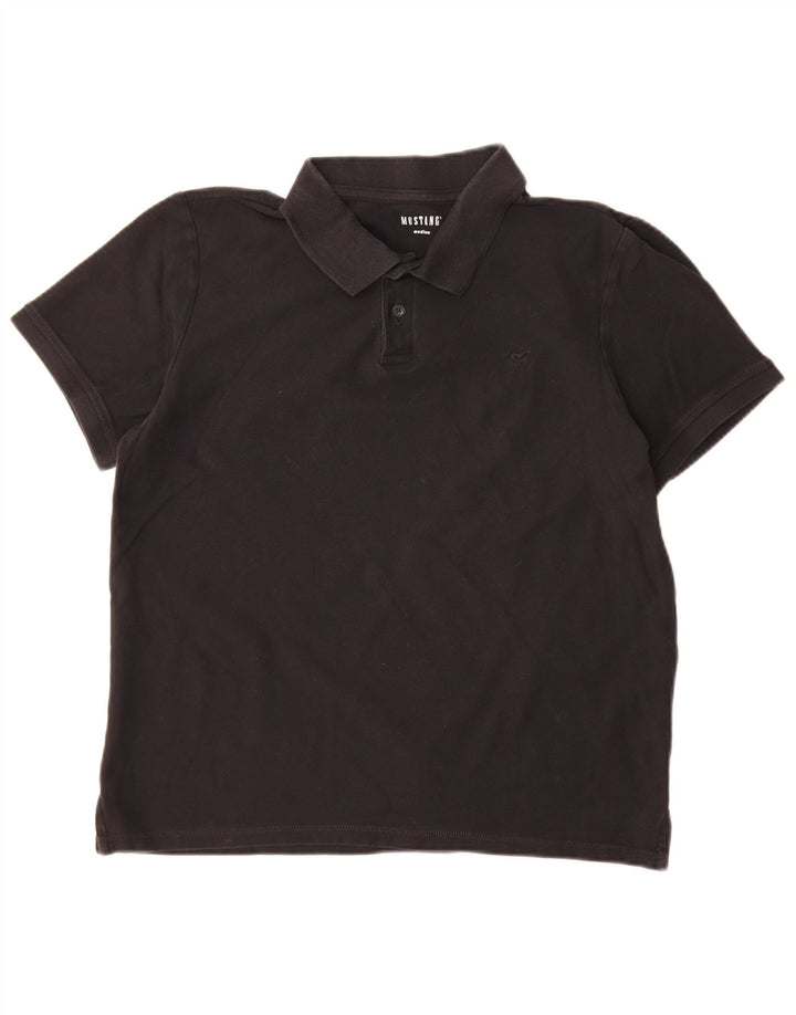 Camisa polo masculina Mustang de algodão preto médio