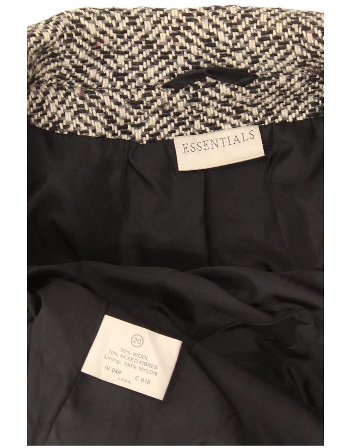 Casaco feminino Essentials Double Breasted UK 20 2XL lã espinha de peixe cinza