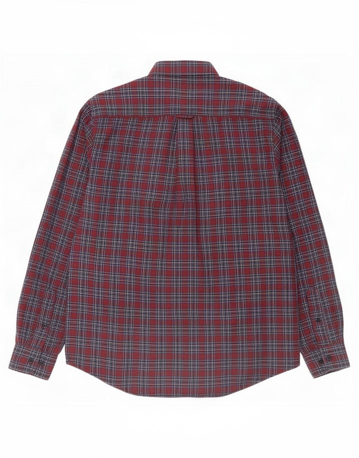 Camisa masculina de flanela James Pringle, poliéster xadrez médio cor de vinho