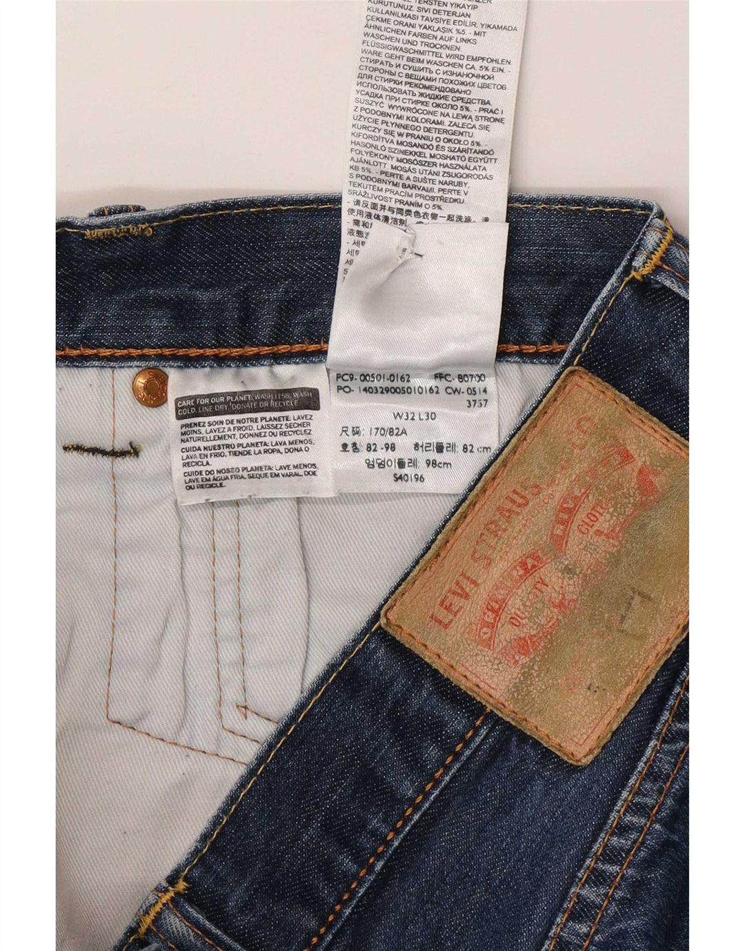 Calça jeans reta masculina Levi's W32 L30 azul algodão