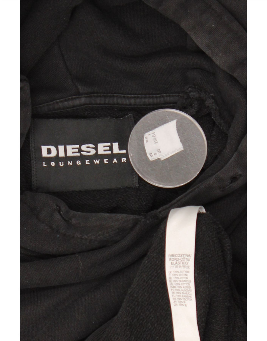 Diesel masculino gráfico moletom com capuz médio algodão preto